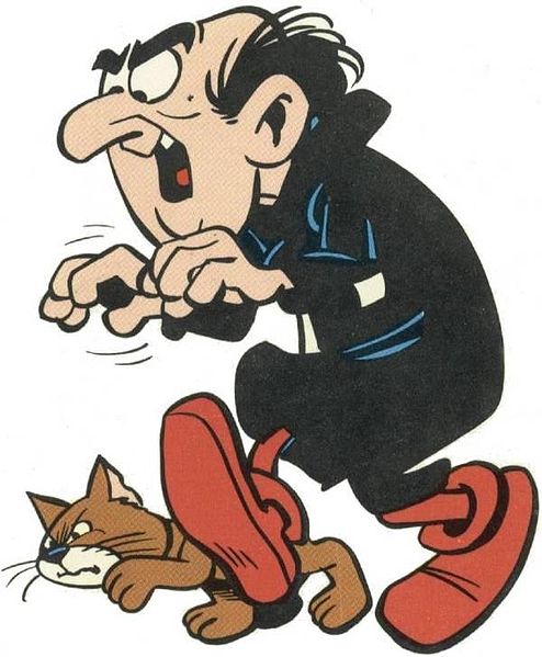 The Smurf's enemy Gargamel and his cat Azrael